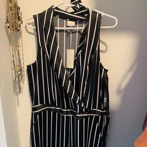 Black and White Striped Jumpsuit